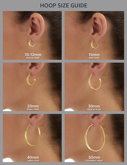 Amazon Essentials Gold Plated or Stainless Steel Flattened Hoop Earrings (previously Amazon Collection)