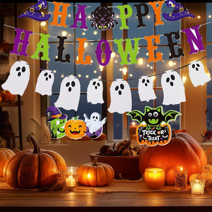 100+ Piece Halloween Decorations Set - All-in-One Kit Halloween Decor with Banner, Hanging Bats, Spider Web Decoration, Balloons, Photo Props & More! Fun for Kids & Family
