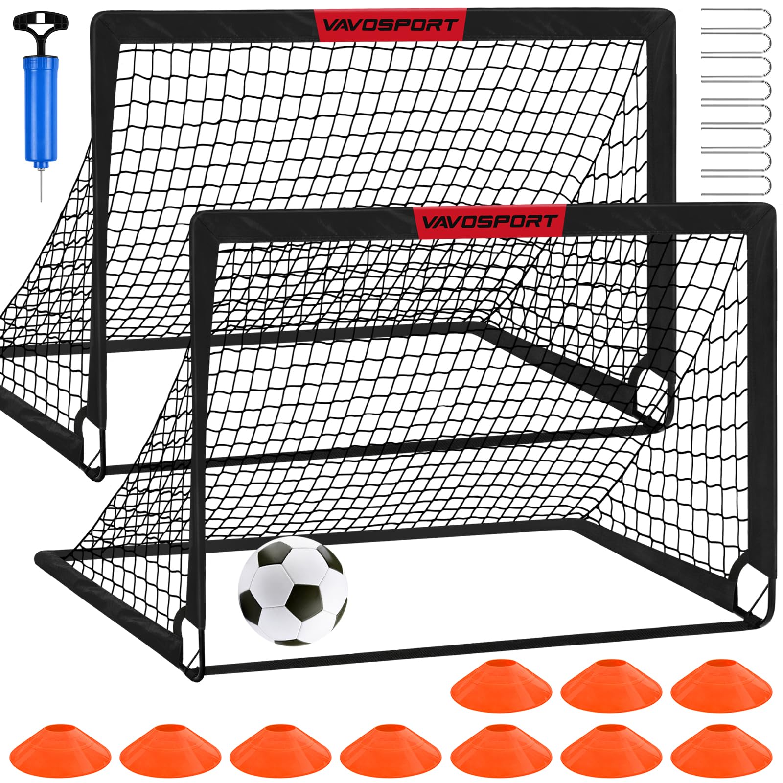 Kids Soccer Goals for Backyard Set - 2 of 4' x 3' Portable Soccer Goal Training Equipment, Pop Up Toddler Soccer Net with Soccer Ball, Soccer Set for Kids and Youth Games, Sports