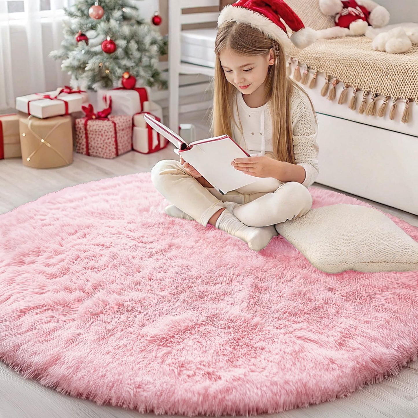 OLANLY Area Rugs for Living Room Bedroom, Machine Washable 4x5.9 ft Soft Fluffy Shaggy Bedside Rug, Indoor Floor Carpet for Kids Girls and Boys, Dorms, Nursery Rooms, Home Decor Aesthetic, Grey