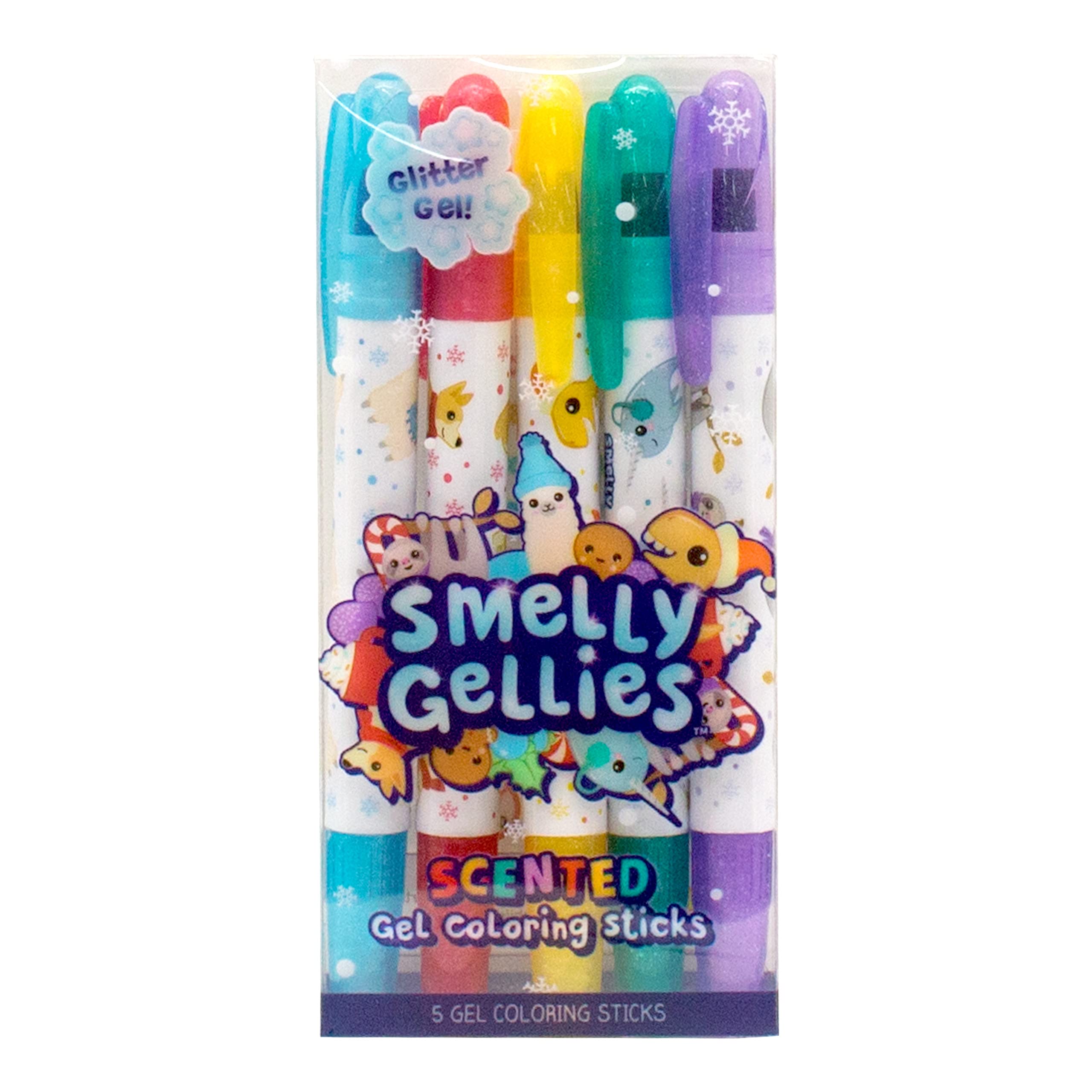 Smelly Gellies - Patented Gourmet Scented Glidewrite Gel Coloring Sticks, Crayons, Highlighters - 5 Count - Gifts for Kids
