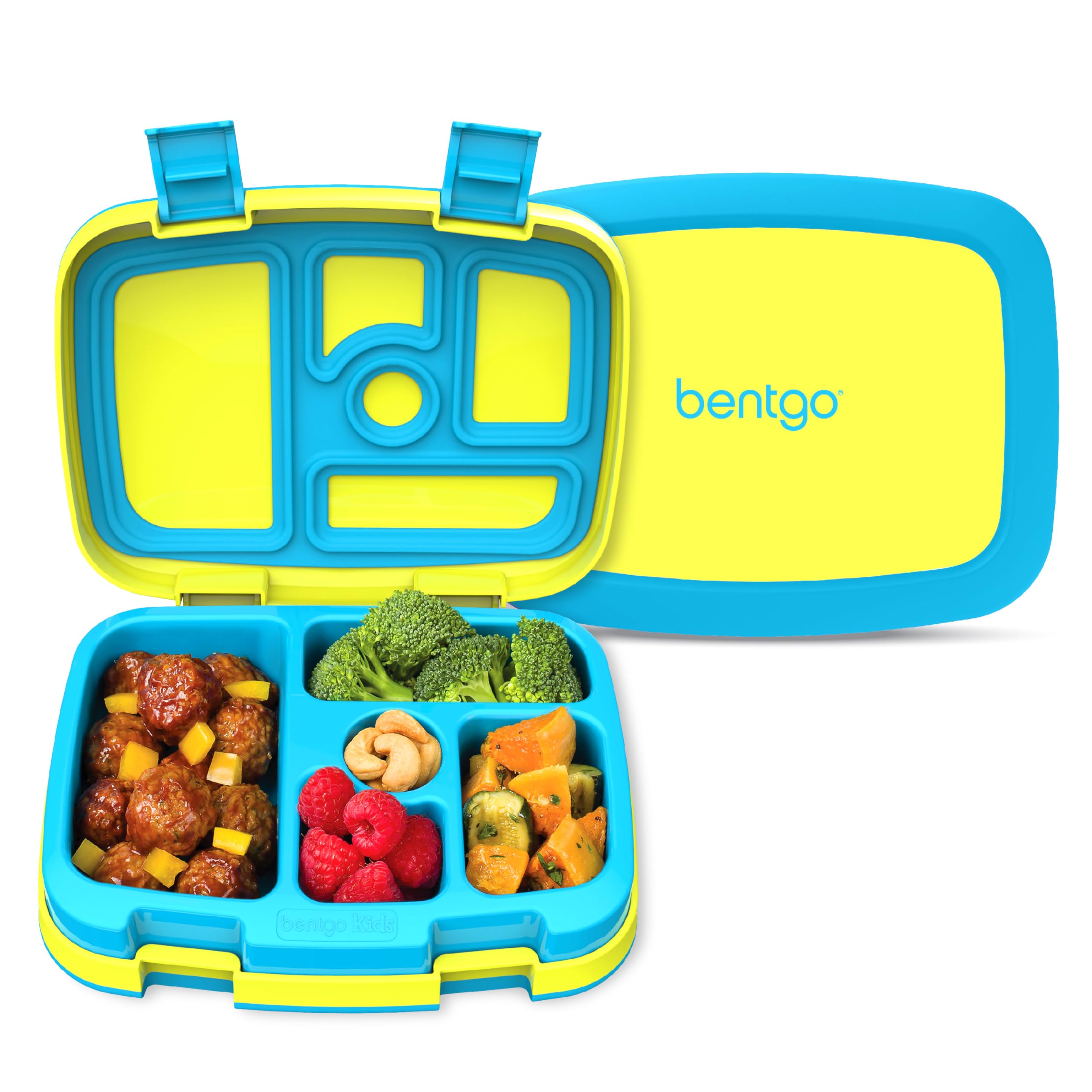 Bentgo Kids Bento-Style 5-Compartment Leak-Proof Lunch Box - Ideal Portion Sizes for Ages 3 to 7 - Durable, Drop-Proof, Dishwasher Safe, PFAS & BPA-Free & Made with Food-Safe Materials (Orange)