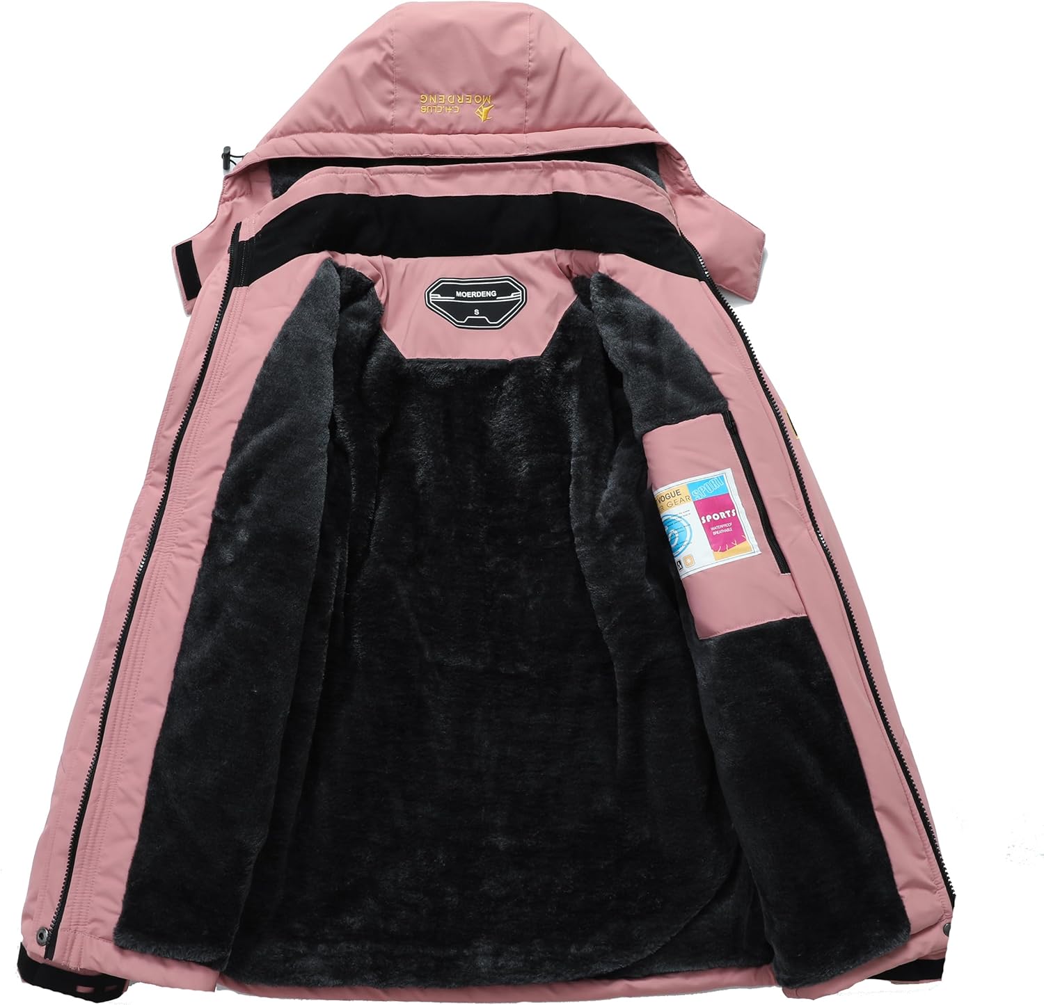 MOERDENG Women's Waterproof Ski Jacket Warm Winter Snow Coat Mountain Windbreaker Hooded Raincoat Jacket