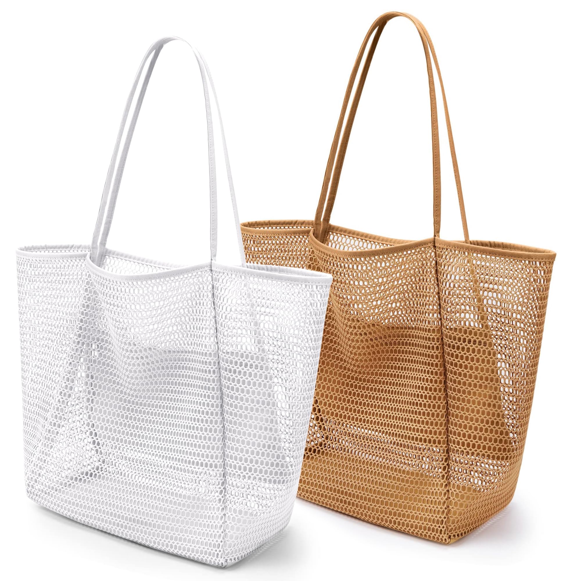 VOROLO Mesh Tote Beach Bag,Women Fairycore Hobo Bag,Shoulder Bag,Soft Summer Casual Crochet Bags