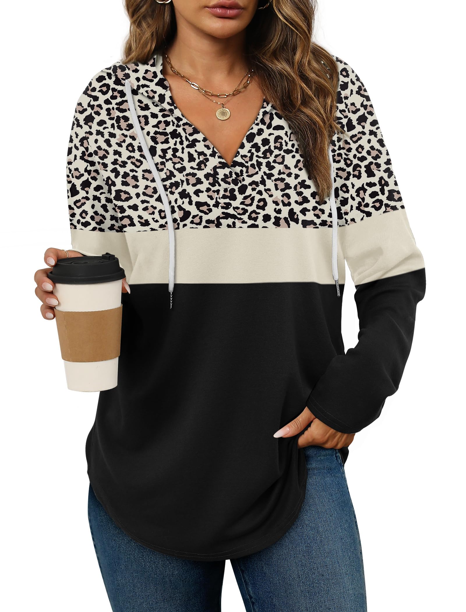 Bofell Womens Fashion Tops Hoodies for Women Pullover Oversized Sweatshirts Long SLeeve Shirts Loose Fit