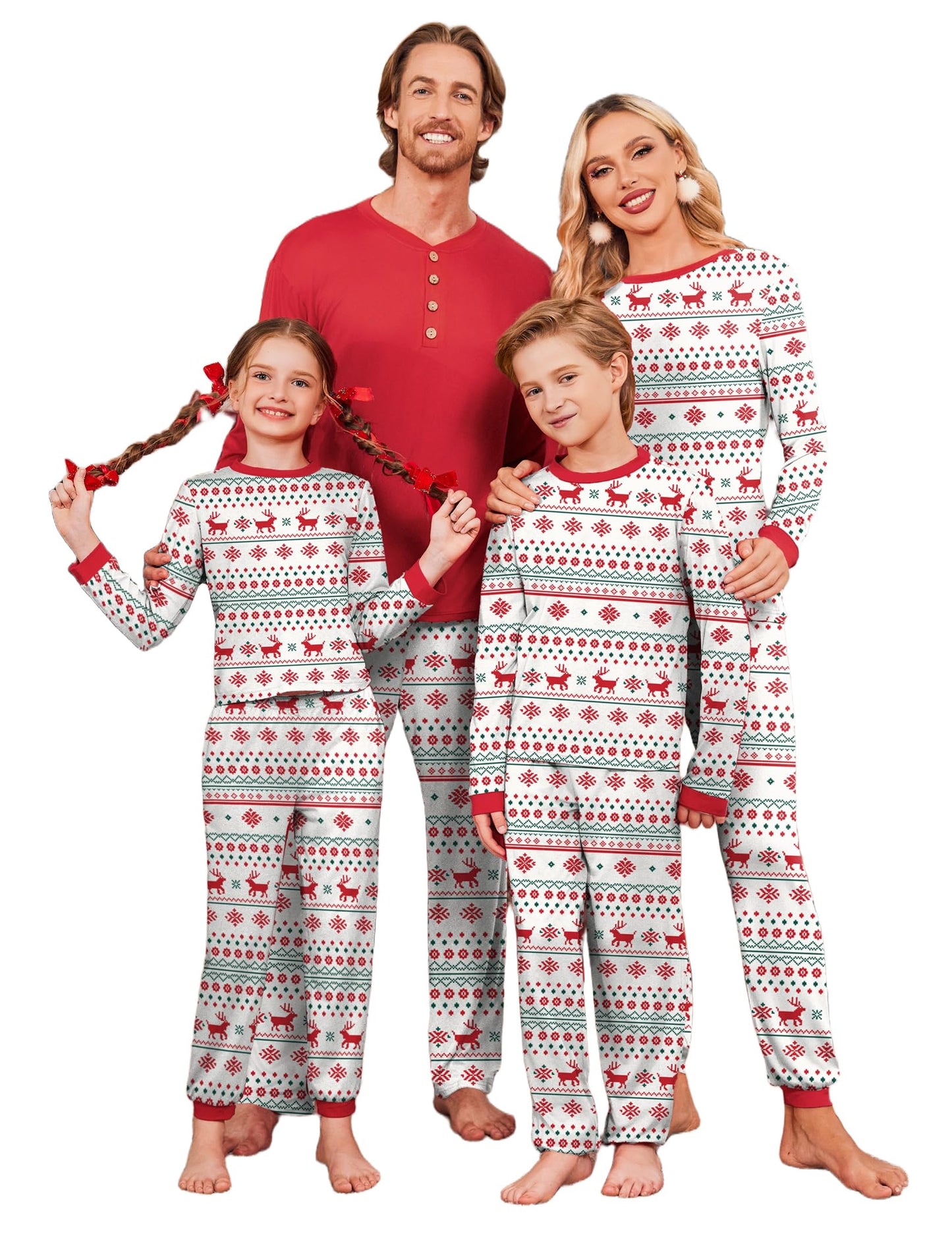 Ekouaer Family Christmas Pajamas Matching Sets Womens Mens Pjs Long Sleeve Sleepwear Holiday Lounge Sets