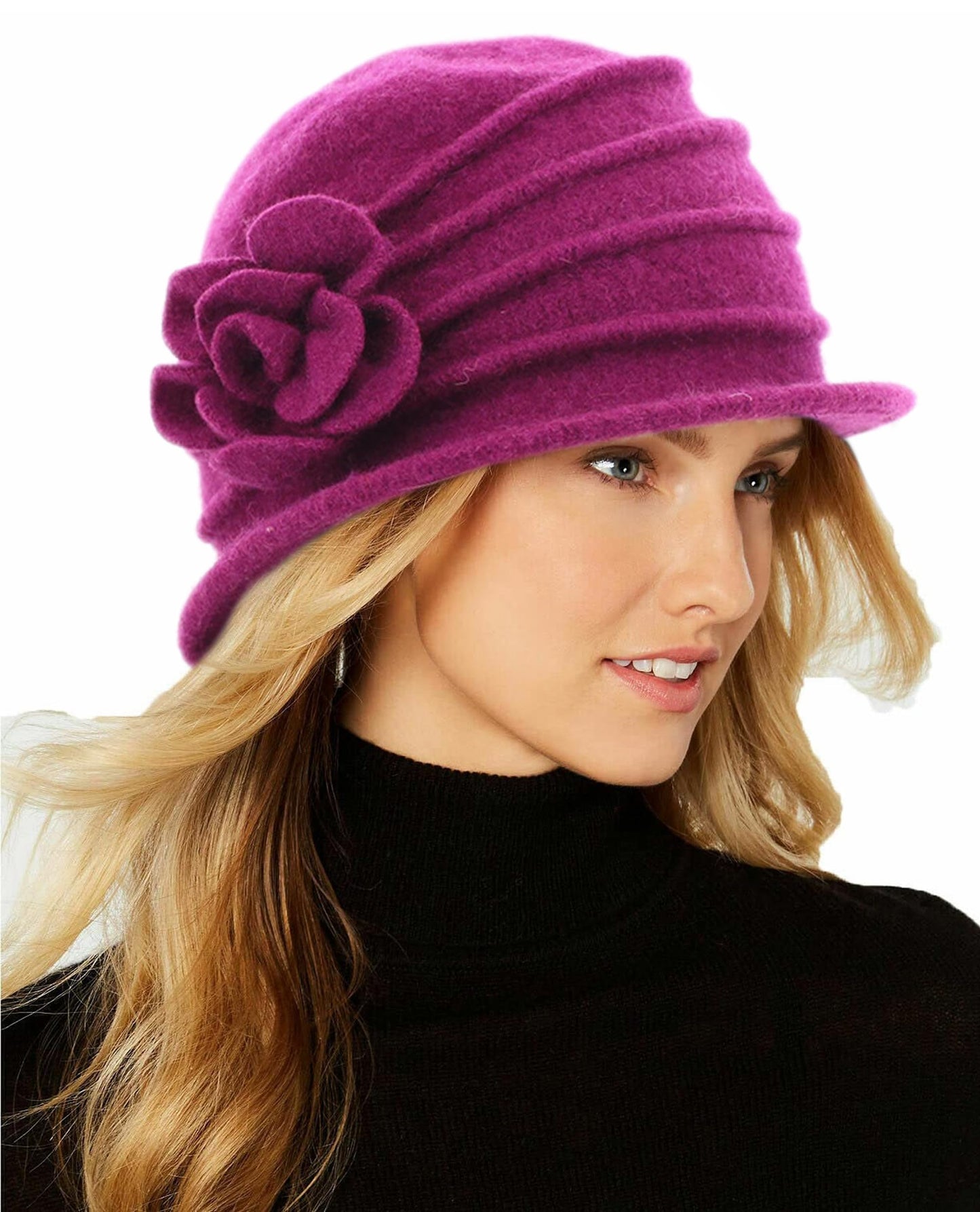 Round Cloche Hat for Women Vintage Wool 1920s Cloche Winter Hat