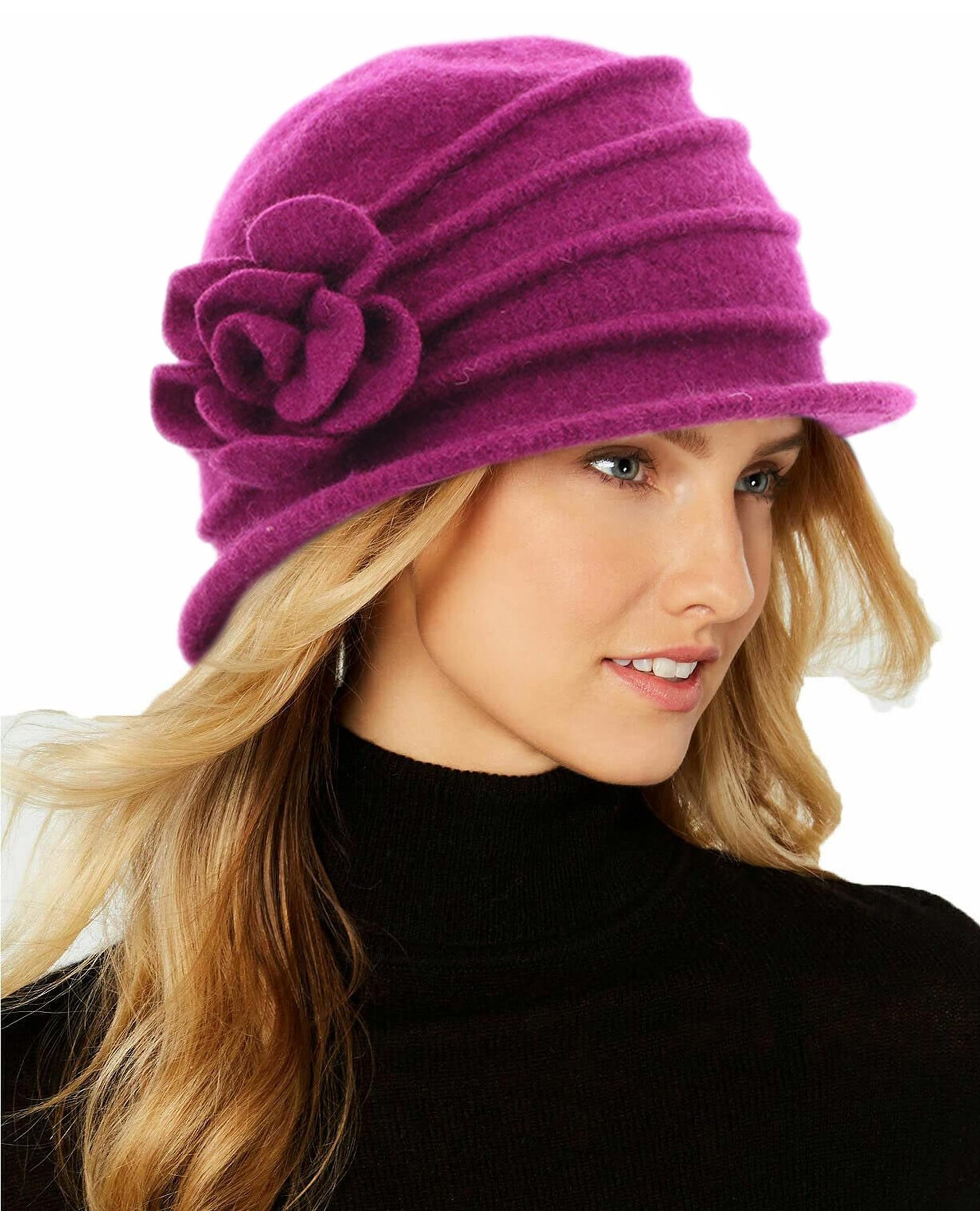 Round Cloche Hat for Women Vintage Wool 1920s Cloche Winter Hat