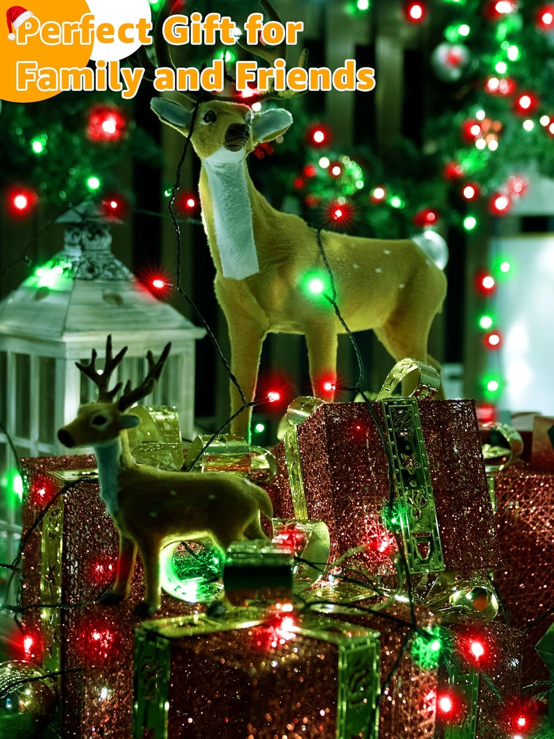 500 LED 164 FT Christmas Lights, Waterproof Outdoor String Lights with Remote and Timer, Christmas Tree Lights with 8 Modes Dimmable, Fairy Lights for Holiday Decor (Red and Green)