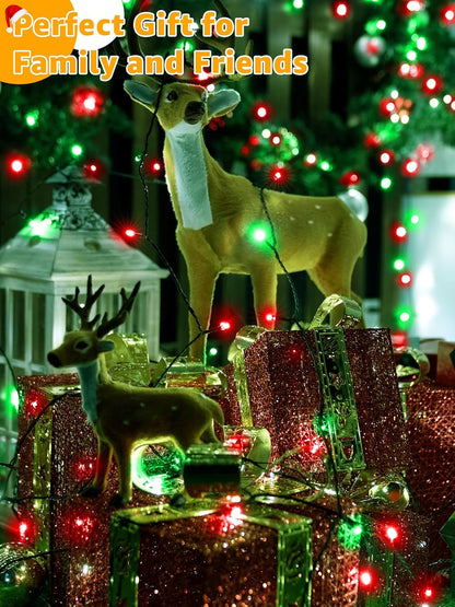 500 LED 164 FT Christmas Lights, Waterproof Outdoor String Lights with Remote and Timer, Christmas Tree Lights with 8 Modes Dimmable, Fairy Lights for Holiday Decor (Red and Green)