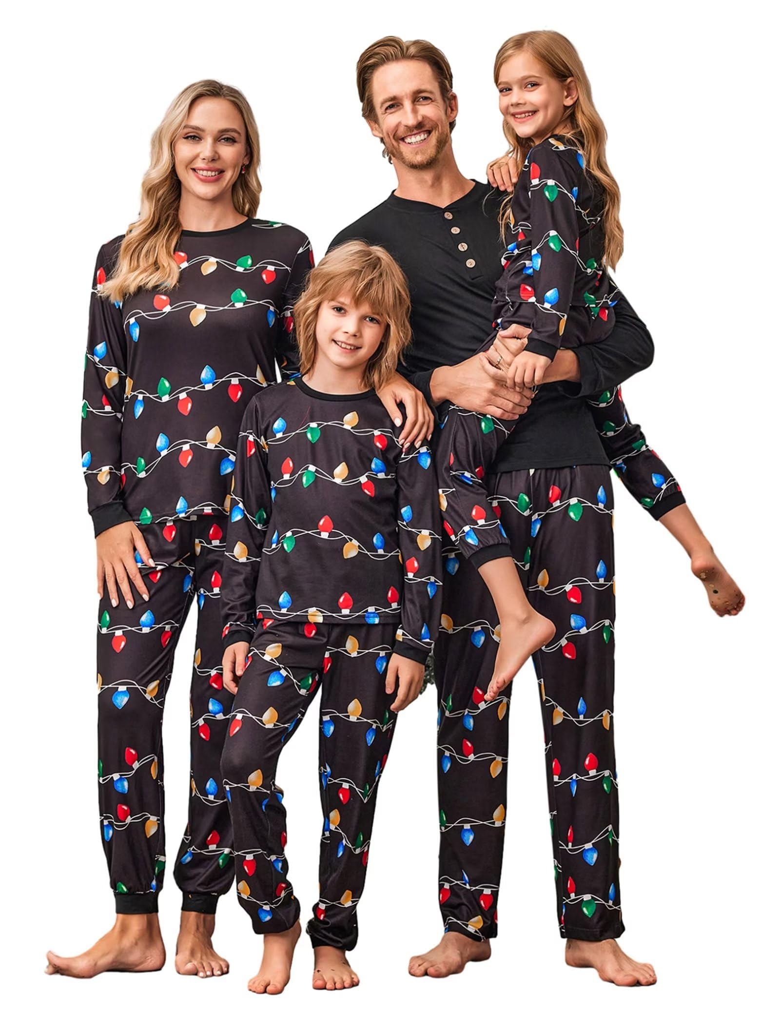 Ekouaer Family Christmas Pajamas Matching Sets Womens Mens Pjs Long Sleeve Sleepwear Holiday Lounge Sets