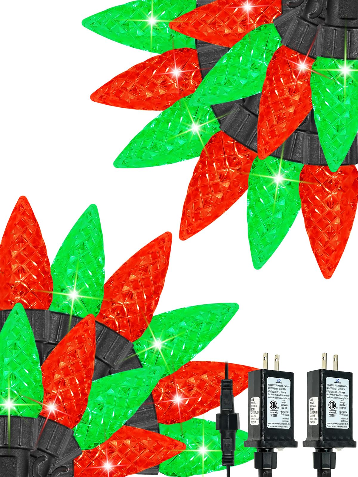 2 Pack C6 Christmas Lights Outdoor Indoor, Total 200 LED 66 FT Connectable Christmas String Lights with Timer & 13 Modes, Waterproof Twinkle Light for Xmas Tree Party Wedding Decorations (Multicolor)