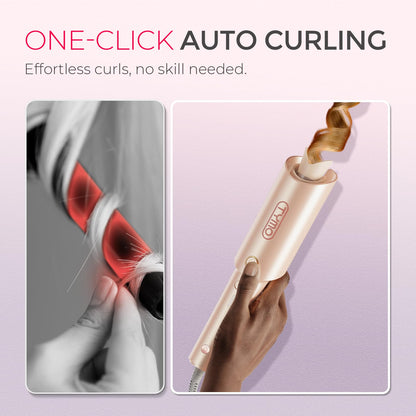 TYMO Automatic Rotating Curling Iron - TYMO CURLPRO Beach Waves Curling Wand, Portable Hair Curler, 500 Million Ionic, Dual Voltage & Lightweight for Travel, Ceramic Coating, 1 1/4 Inch, Metallic Gray