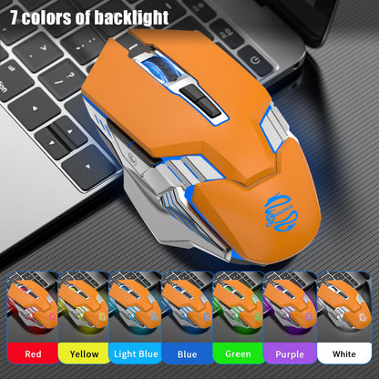 Bluetooth Gaming Mouse, RGB Rechargeable USB Wireless Mouse, Quiet Click, LED Backlit, Ergonomic, with Side Button, 6 Button, DPI Adjustable, Computer Mice for Laptop PC MacBook Chromebook - Grey