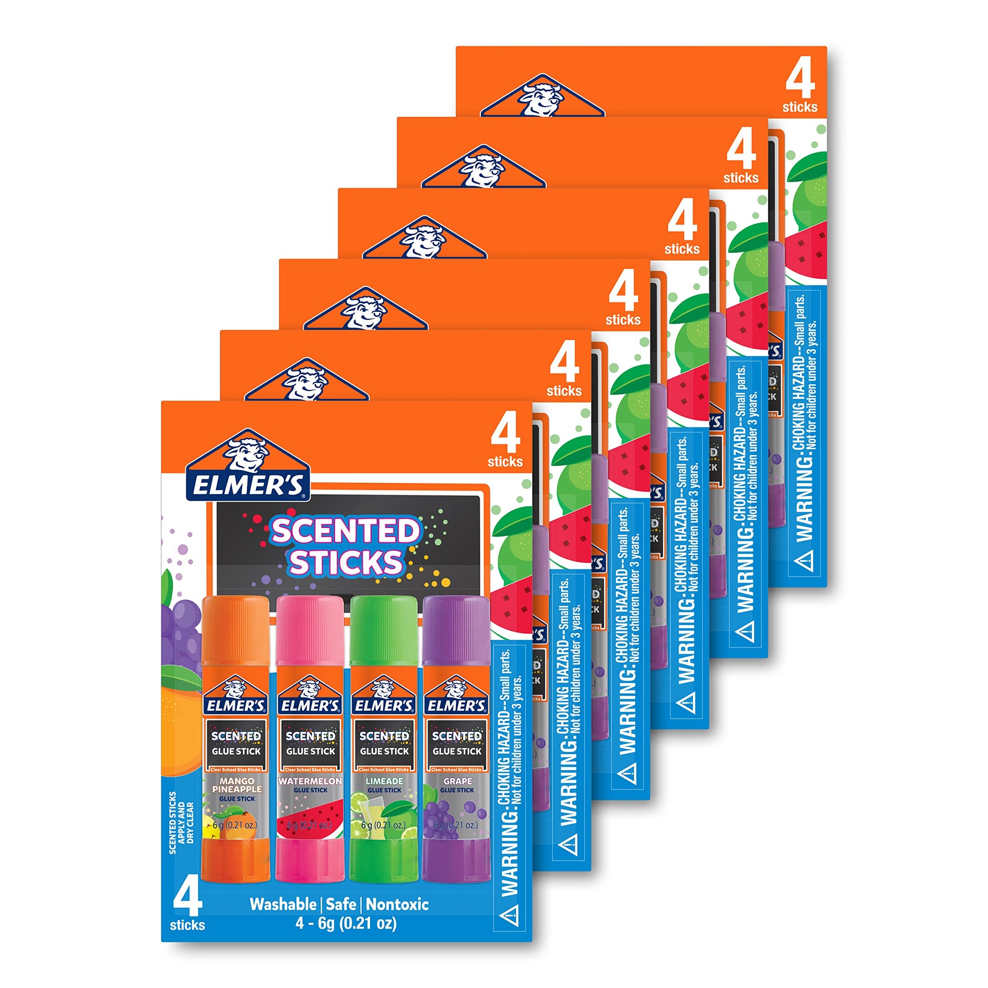 Elmer’s Scented Glue Sticks Washable Clear Assorted Scents 6 Grams 6 Packs of 4 (24 Total Count)