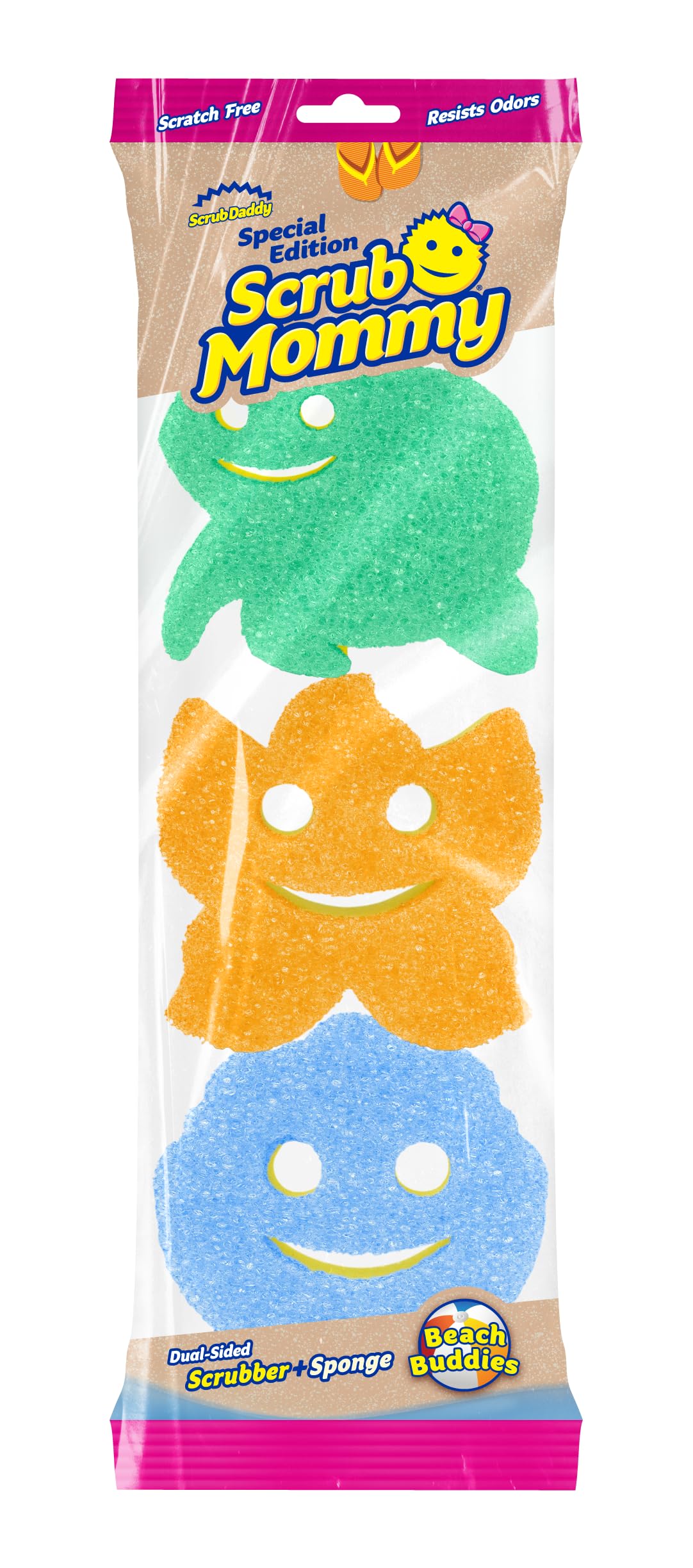 Scrub Daddy Color Sponges - Scratch-Free Multipurpose Dish Sponges for Kitchen, Bathroom & Household Cleaning - Made with BPA-Free Polymer Foam (3 Count)