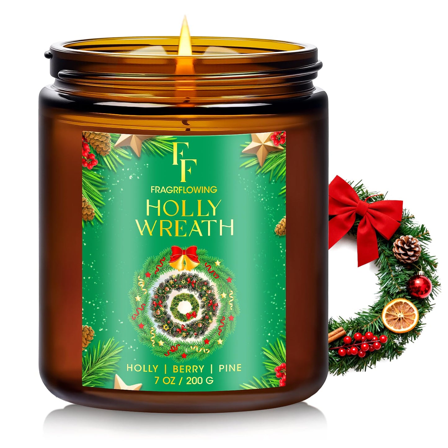 Christmas Candles Set, Scented Candles for Home, 4 Pack Holiday Natural Soy Candles, Christmas Gifts for Women Men, Festival Fragrance of Balsam Cedar/Cookies/Mulled Cider/Cinnamon