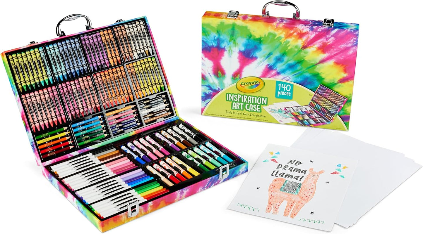 Crayola Inspiration Art Case Coloring Set - Tie-Dye (140ct), Art Supplies Set For Kids, Drawing Kit, Travel Gift for Girls & Boys, Ages 5+ [Amazon Exclusive]