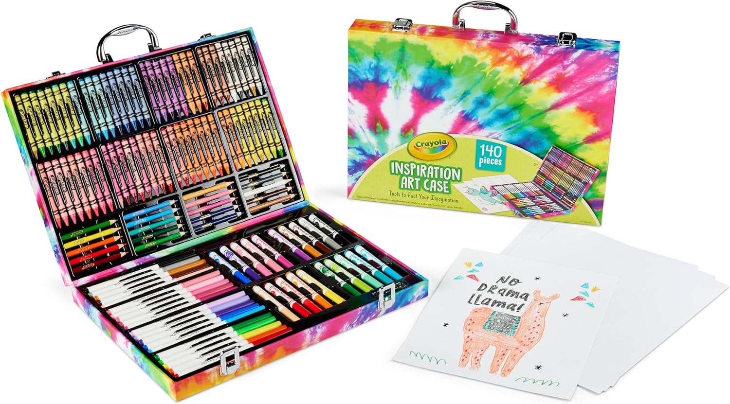Crayola Inspiration Art Case Coloring Set - Tie-Dye (140ct), Art Supplies Set For Kids, Drawing Kit, Travel Gift for Girls & Boys, Ages 5+ [Amazon Exclusive]