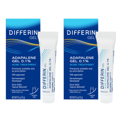 Differin Acne Treatment Gel, 30 Day Supply, Retinoid Treatment for Face with 0.1% Adapalene, Gentle Skin Care for Acne Prone Sensitive Skin, 15g Tube (Packaging May Vary)