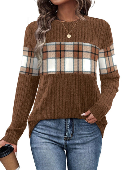 WIHOLL Womens Sweaters Trendy Color Block Tops Long Sleeve Shirts Fall Outfits Early Fall Fashion 2025 Winter Clothing
