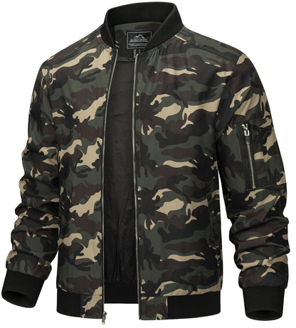 TACVASEN Men's Bomber Jacket Lightweight Casual Spring Fall Windbreaker Zip Up Coat with Pocket