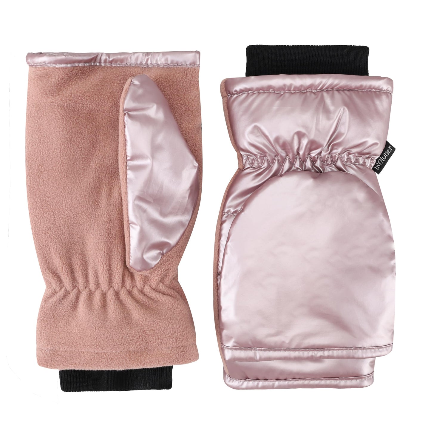 isotoner womens Water Repellent Touchscreen Iridescent Sleekheat Gloves and Flip Top Mittens