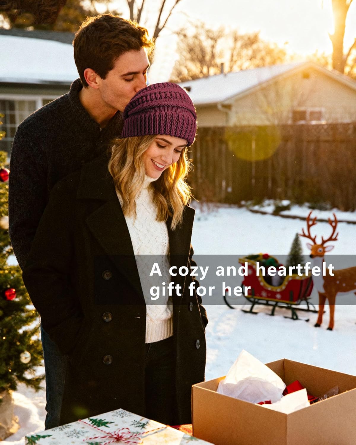 Cable Knit Slouchy Beanie for Women, Wool Winter Warm Womens Beanies, Trendy Oversized Slouch Hat Skull Ski Cap Hats