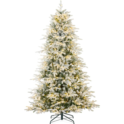 Best Choice Products Full Aspen Christmas Tree, 6ft Pre-lit Realistic Noble Fir w/ 450 Glowing Micro LED Lights, 2-in-1 White & Multicolor