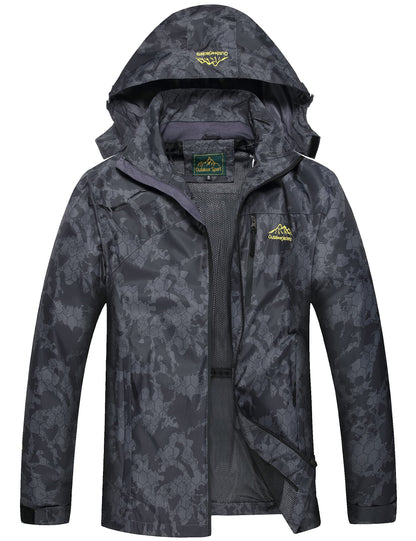 GIISAM Mens Windproof Jacket Waterproof Lightweight Mountain Sport Jacket for Men Hooded Windbreaker Raincoat