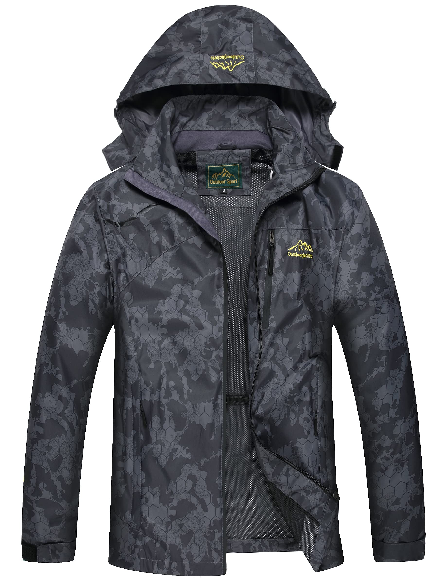 GIISAM Mens Windproof Jacket Waterproof Lightweight Mountain Sport Jacket for Men Hooded Windbreaker Raincoat