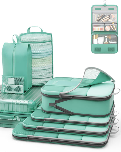 10 Set Compression Packing Cubes for Travel Essentials,Compressible Expandable Packing Cubes for Suitcase,OlarHike Luggage Organizer Bags for Travel,Handy Helper for Organizing Clothes(Black)