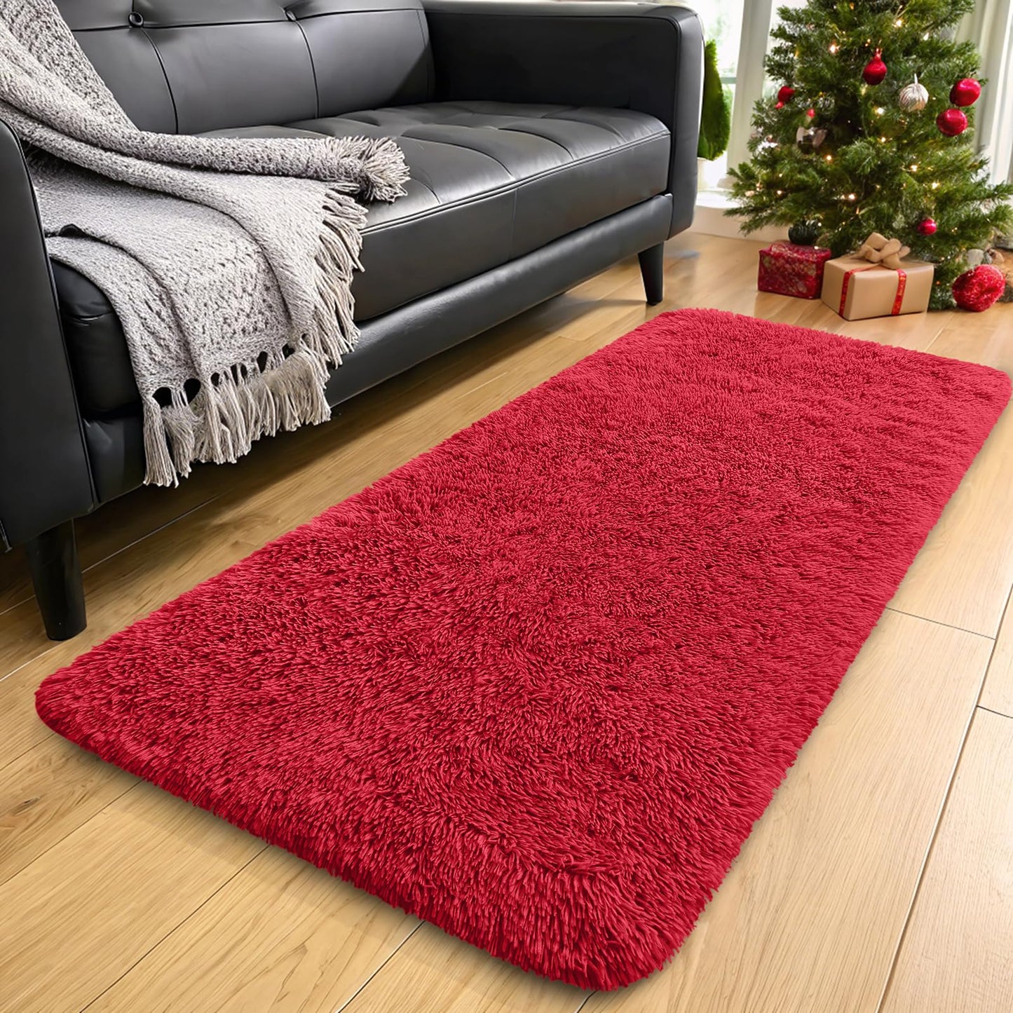 OLANLY Area Rugs for Living Room Bedroom, Machine Washable 4x5.9 ft Soft Fluffy Shaggy Bedside Rug, Indoor Floor Carpet for Kids Girls and Boys, Dorms, Nursery Rooms, Home Decor Aesthetic, Grey