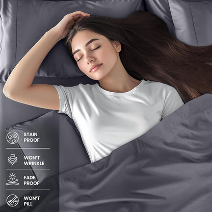 Utopia Bedding Queen Sheet Set – 4 Piece Bed Sheets for Queen Size Bed, Soft and Breathable Microfiber, Includes 1 Fitted Sheet, 1 Flat Sheet and 2 Pillowcases (Grey)