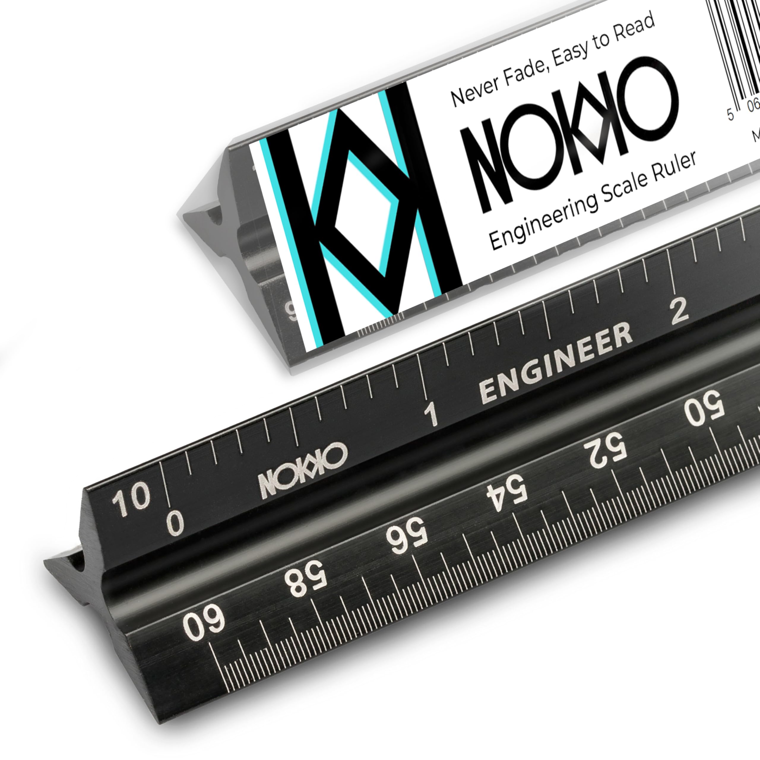 NOKKO 12 Inch Architectural Scale Ruler - Imperial Measurements, Professional Aluminum Drafting Tools for Architects, Engineers, Interior Designers, Students, and DIY Projects - Architecture Supplies