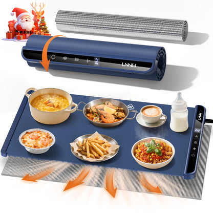 Food Warming Mat with Heat-Resistant Pad, 26X15 Inch, 6 Temperature & 6 Timer Settings, Child Lock Safety,Food Warmer Chafing Dishes for Buffet,Gatherings,Parties,Everyday Use