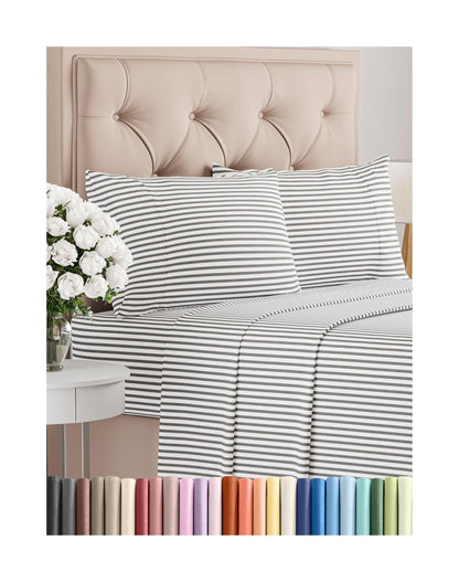 Queen Size 4 Piece Sheet Set - Comfy Breathable & Cooling Bed Sheets Set - Hotel Luxury Bedding for Women, Men, Kids, Teens, Boys & Girls - Deep Pockets, Ultra-Soft, Wrinkle Free - Oeko-Tex - Black