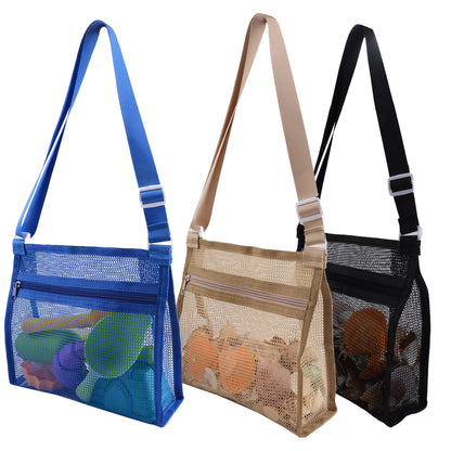 Mesh Bag for Holding Beach Shell,Toys (Blue&Yellow&Orange 3pack) Shell Collecting Bags for Kids, for Picking Up Shells