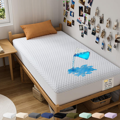 OhGeni 100% Waterproof Mattress Protector, Queen Size Mattress Pad, Fits 6"-20" Mattresses with Deep Pocket, Cooling, Breathable Fitted Sheets, Soft Bed Cover, Noiseless, Machine Washable