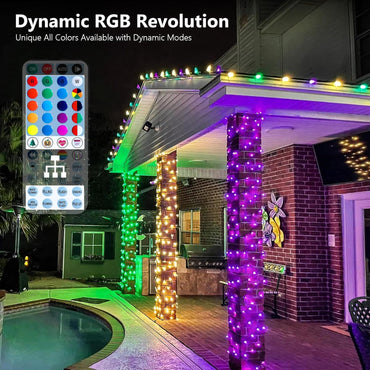 BrizLabs RGB Christmas Lights, 33FT 100 LED Color Changing String Lights with Remote, Dimmable Mini Xmas Light, USB Decorative Light String for Xmas Halloween Mardi Gras Tree Holidays Party Decor