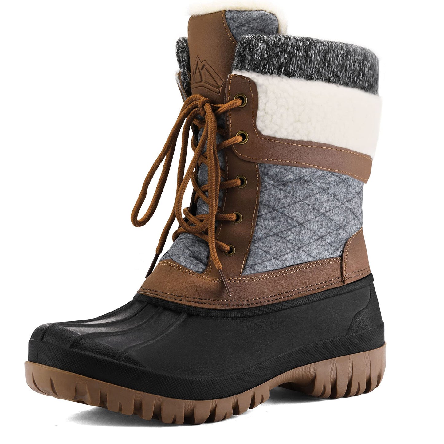 mysoft Women's Winter Snow Boots Waterproof Insulated Mid-Calf Booties, Fur-lined Lace Up Shoes for Outdoor