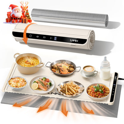 Food Warming Mat with Heat-Resistant Pad, 26X15 Inch, 6 Temperature & 6 Timer Settings, Child Lock Safety,Food Warmer Chafing Dishes for Buffet,Gatherings,Parties,Everyday Use