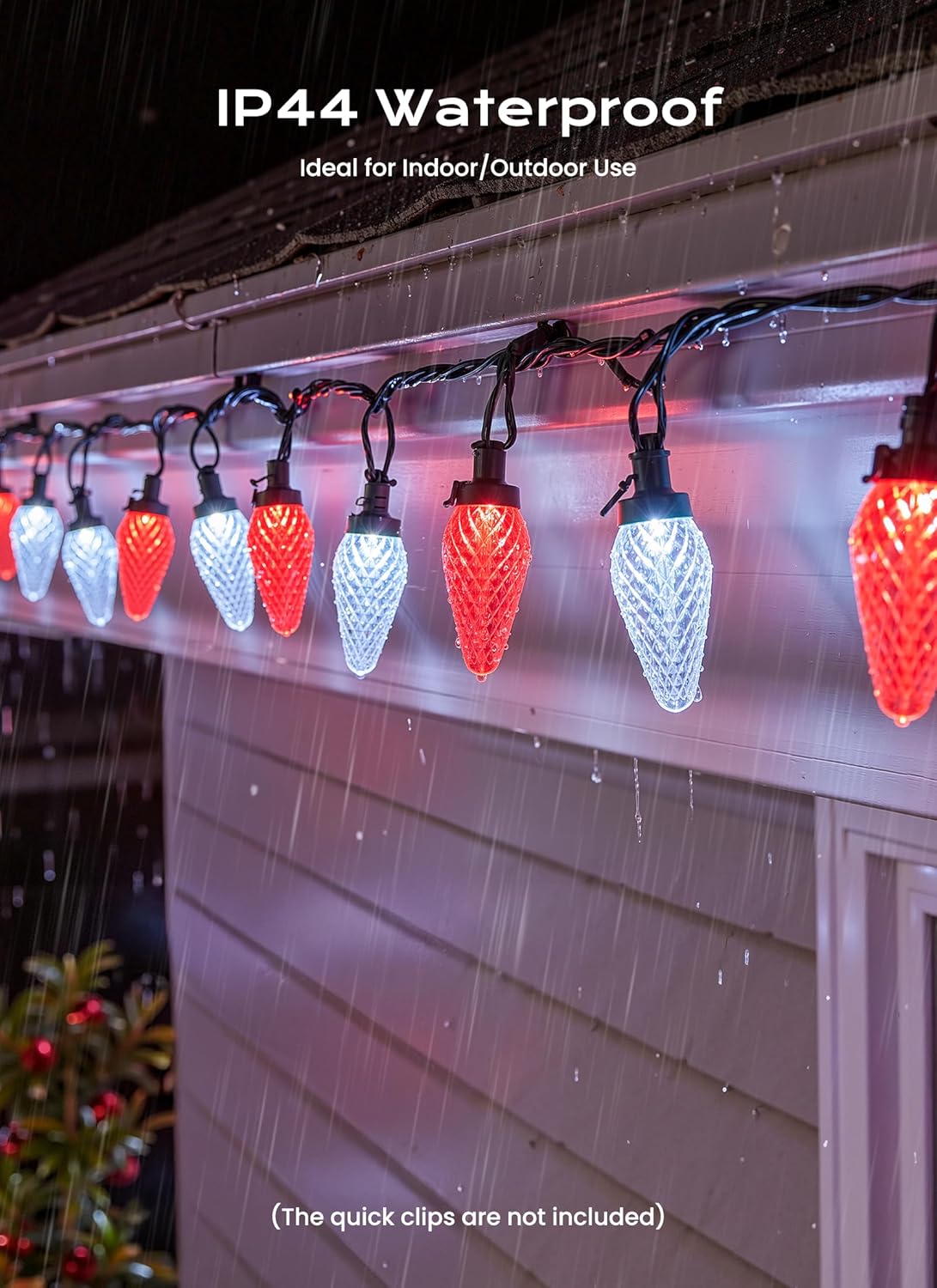 C9 Christmas Lights Outdoor, 66 FT 100 LED Connectable C9 String Lights with 8 Modes and Timer Xmas Tree Patio Roofline Garden Yard Holiday Party Indoor Outdoor Decoration, Red and White