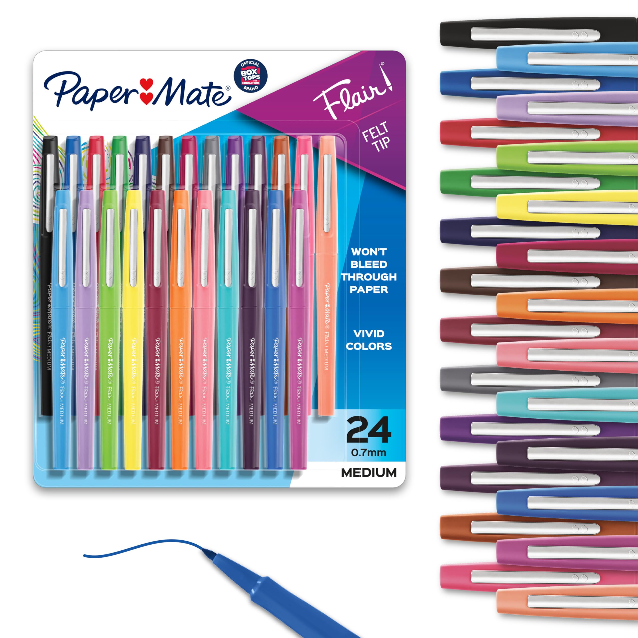 Paper Mate Flair Felt Tip Pens | Medium Point 0.7 Millimeter Marker Pens | School Supplies for Teachers & Students | Assorted Colors 12 Count