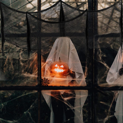 Set of 5 Halloween Creepy Gauze Cloth Decoration, Indoor Outdoor Black Scary Halloween Gauze Tapestry Decor, Spooky Decorations for Home Wall Yard Haunted House Party Supplies, 72 x 30 inch