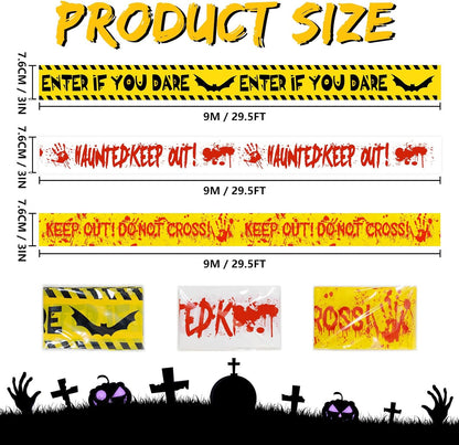 Halloween Decorations Caution Tape 3 in x 88.6 ft 3PCS, Scary Halloween Party Decorations for Indoor Outdoor, Haunted House Decor - Enter If You Dare - Haunted Keep Out - Keep Out Do Not Cross
