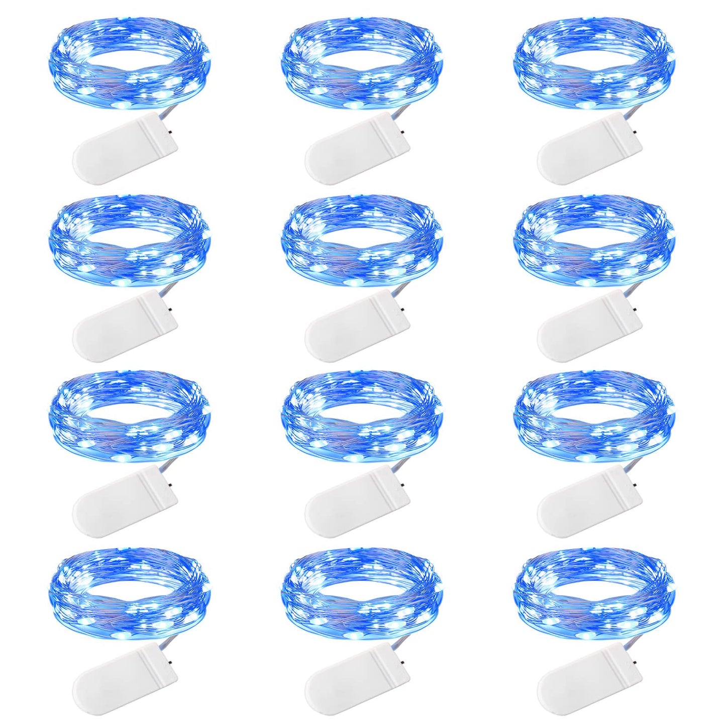 Brightown 12 Pack LED Fairy Lights Battery Operated String Lights - 7ft 20LED Waterproof Silver Wire Firefly Starry Moon Lights for DIY Crafts Wedding Table Centerpieces Party Bedroom Christmas