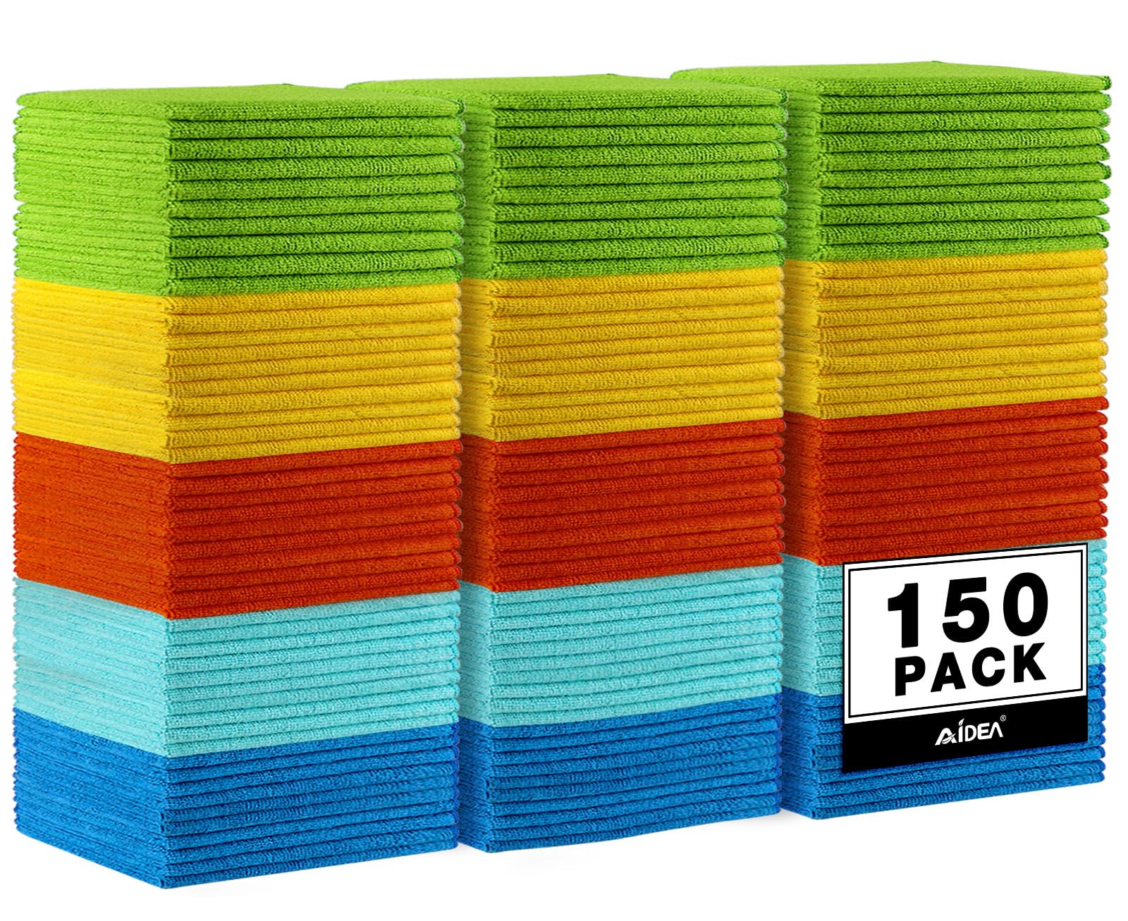 AIDEA Microfiber Cleaning Cloth, 50PK, Microfiber Towels for Cars, Premium Wash Cloths, Dusting Cloth Cleaning Rags, Absorbent Towels for SUVs, House, Kitchen, Window, Cleaning Supplies12×12"