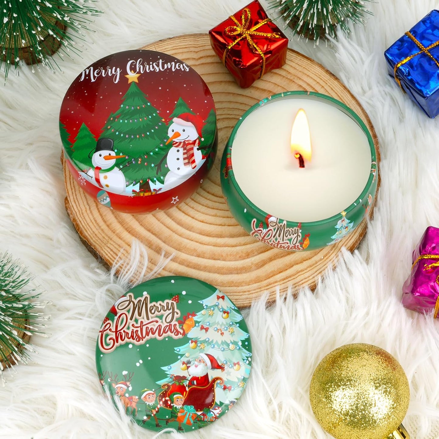 Christmas Candles - Scented Candle Gift Set for Women, 2 Packs 2.5 oz Candles for Home Scented, Stress Relief Aromatherapy Candles for Women, Ideal Christmas Gifts for Friends Mom Coworker Teacher