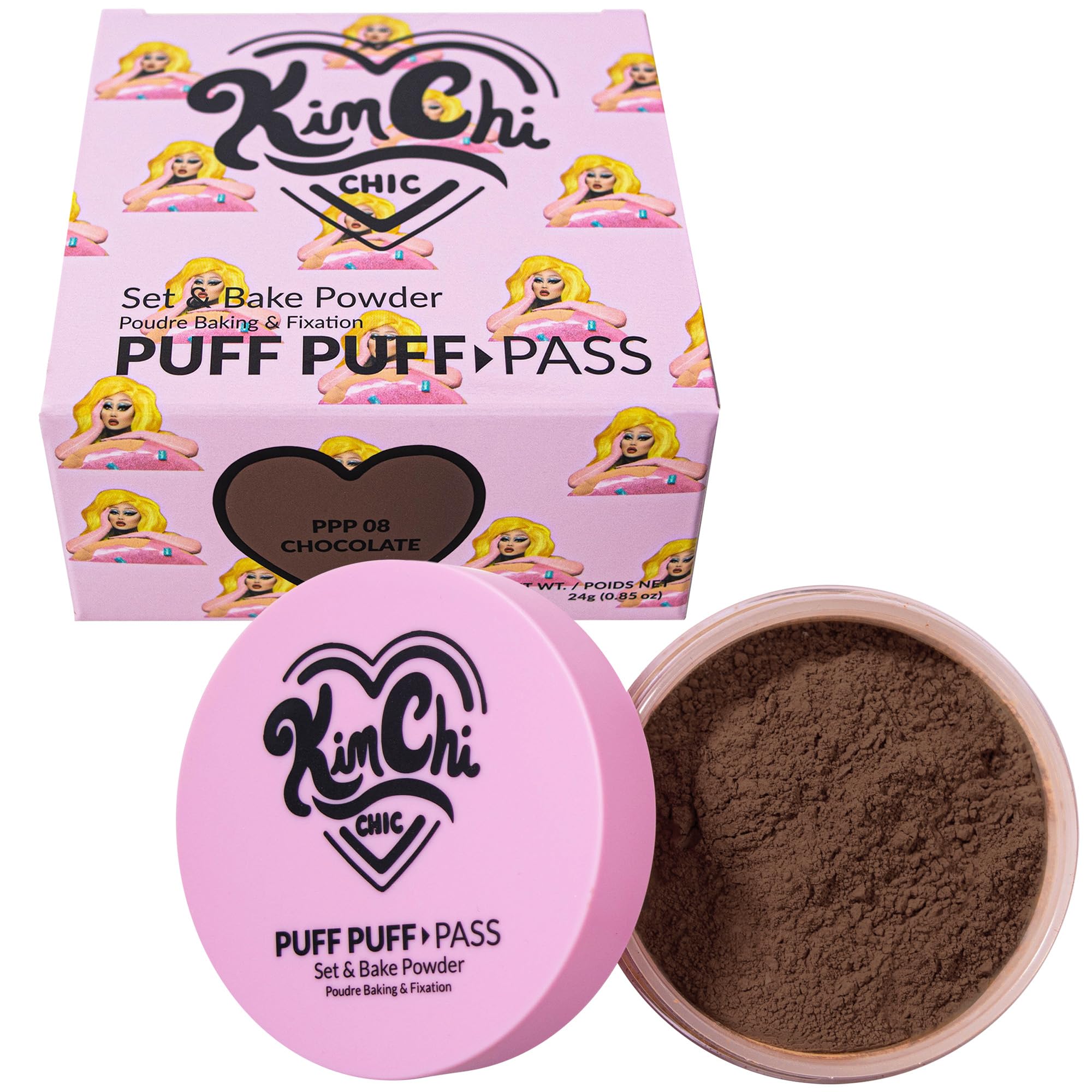 Kimchi Chic Beauty Puff Puff Pass Set and Bake Setting Powder for Makeup, Extra Fluffy Loose Face Powder Poof, Soft Natural Face Makeup for Uneven Skin Tone, 02 Banana